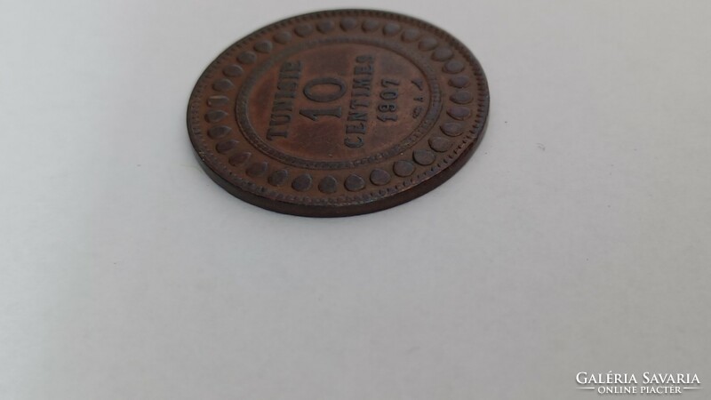 10 Centimes 1907 (Tunézia, Afrika)  RITKÁBB és Szép állapotú !