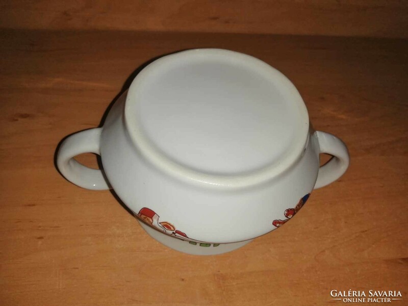 Hagymaleves feliratú porcelán füles tál, tányér (20/d)