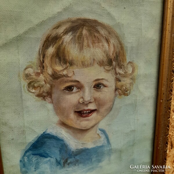 Bieder - Olaj Vaszon Gyerek Portré - Festmény