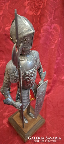 Old medieval knight metal statue with halberd (m4542)