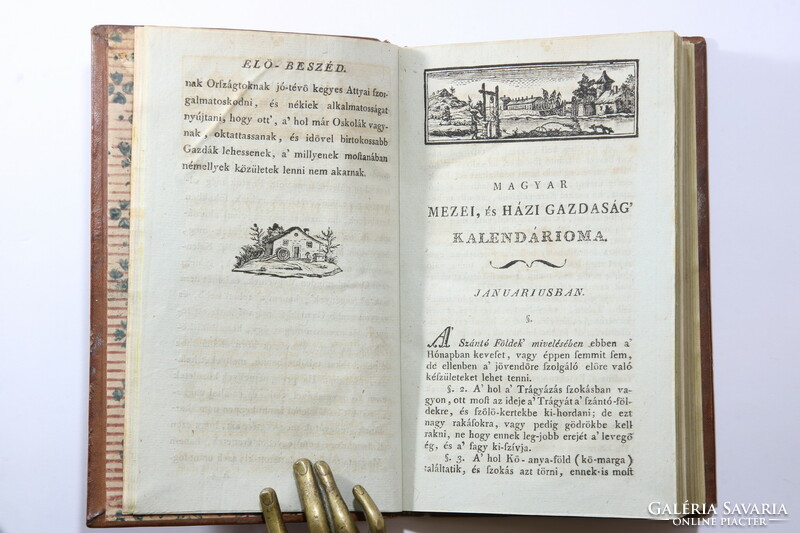 1796 - Hungarian field and household calendar in a beautiful, richly gilded leather binding!!