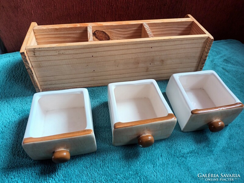 Earthenware, 3-drawer spice rack, pull-out spice rack.