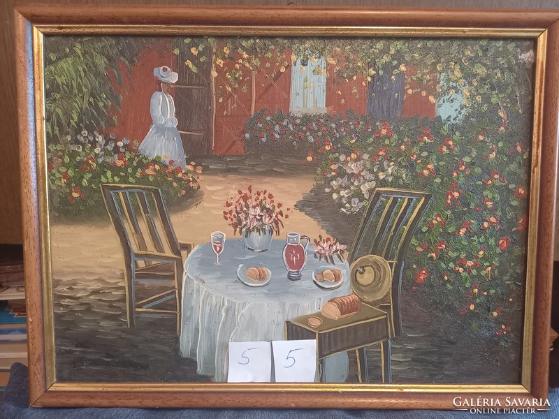 Flower garden with table