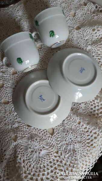 Herend green floral, coffee cup and saucer