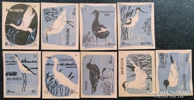 Gy153 / 1959 waterfowl match tag complete row of 9 pcs