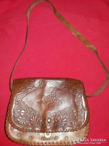 Antique leather trunk shape original Ziegler (Szeged) leather bag 30 x 26 cm according to the pictures