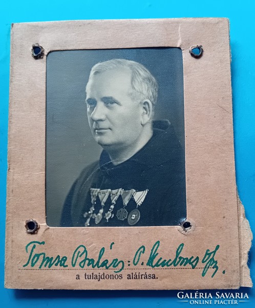 II. World War II military photo with awards (camp chaplain) on ID card