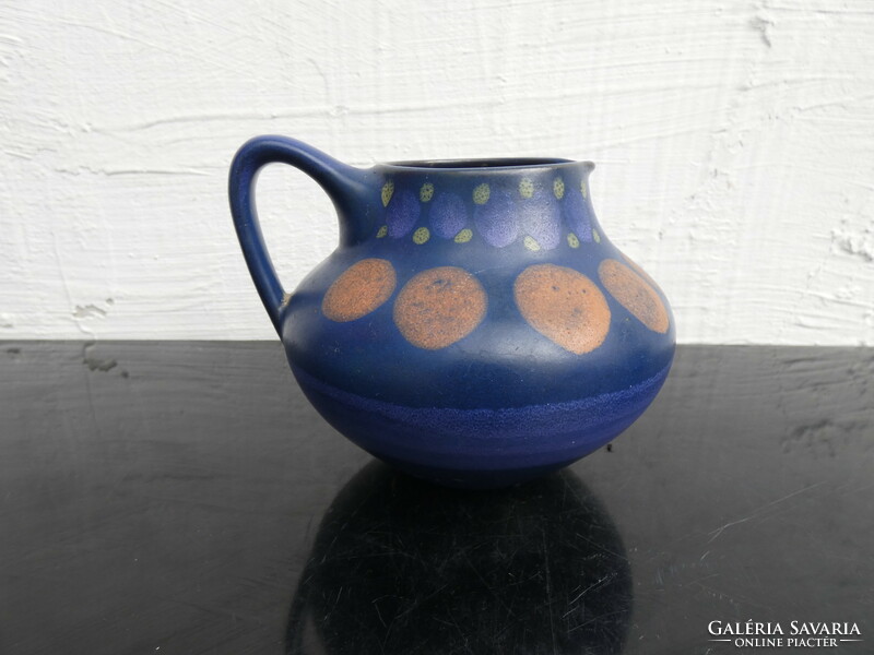 KMK (Keramik Manufaktur Kupfermühle) kerámia váza ,Kancsó, virágváza Mid Century  Kék/Sárga