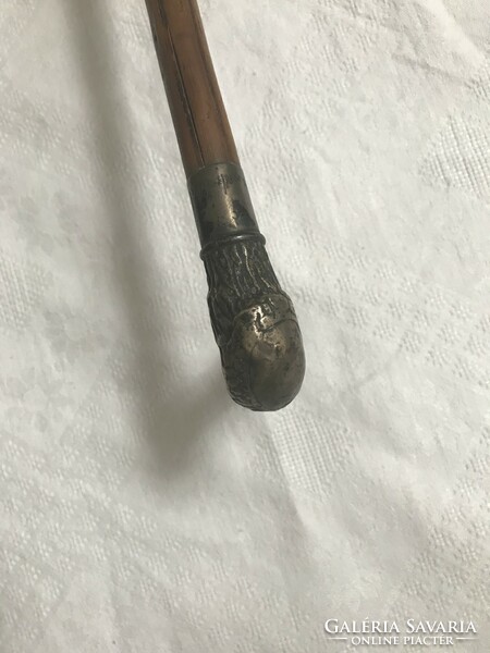 Antique silver 1899 engraving with antler shaping pliers walking stick, walking stick