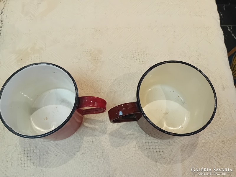 2 large enamel milk jugs