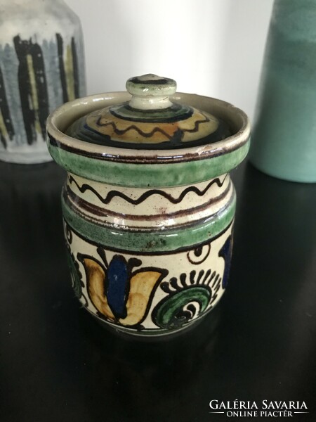 András Páll ceramic pot with lid from Korund from 1980 (12/a)