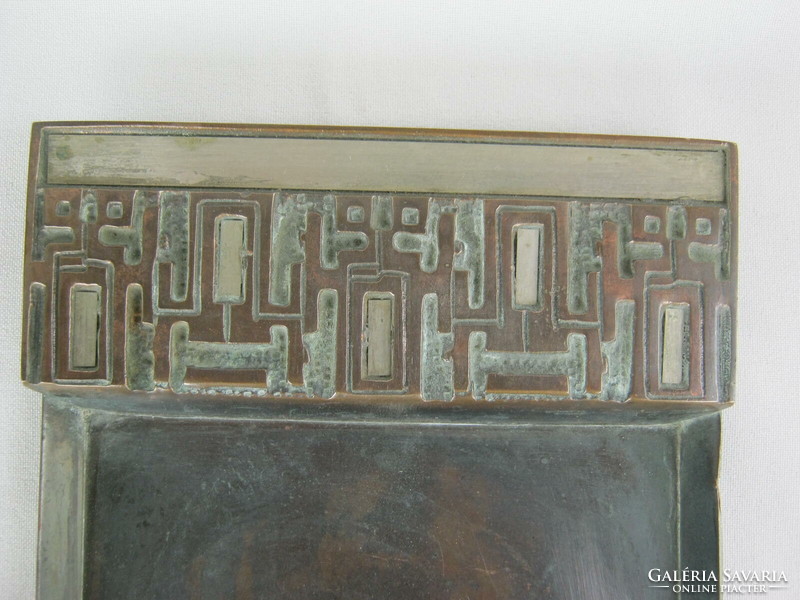 Retro ... Sándor Móga signed Hungarian applied arts copper or bronze tray 41 cm