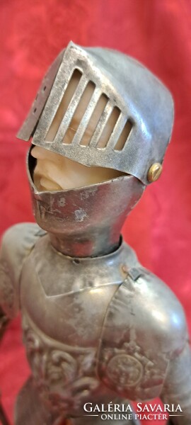 Old medieval knight metal statue with halberd (m4542)