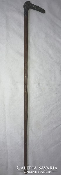 Antique silver 1899 engraving with antler shaping pliers walking stick, walking stick