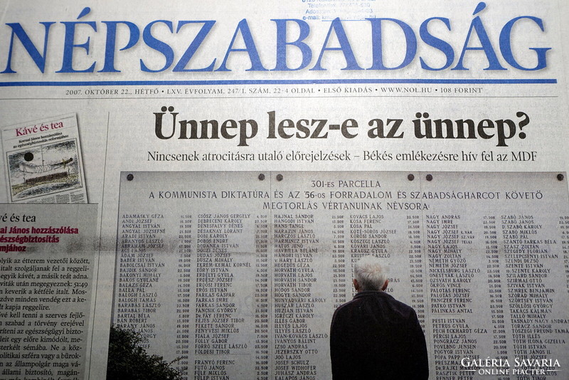 2007 október 22  /  NÉPSZABADSÁG  /  Újság - Magyar / Napilap. Ssz.:  25619