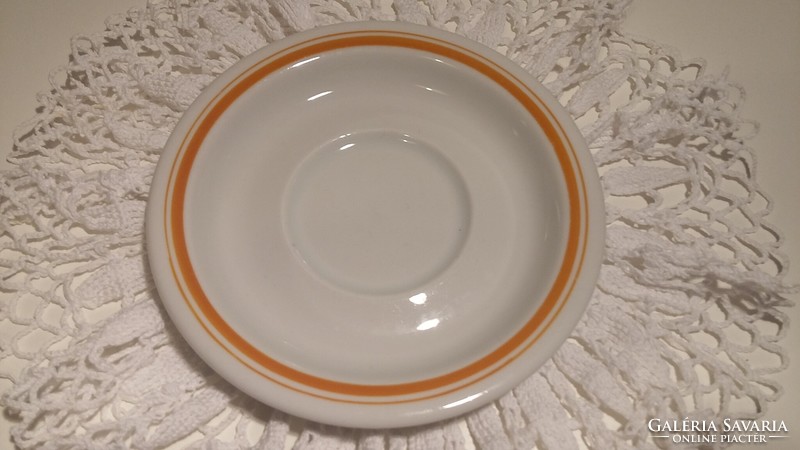 Alföldi porcelain yellow striped cake plate and coffee cup coaster