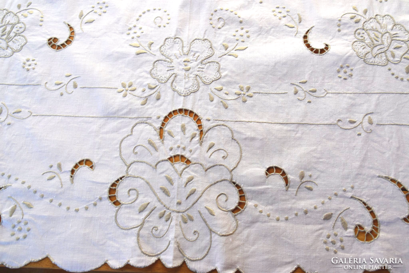 Old embroidered riselt festive large tablecloth tablecloth 148 x 84