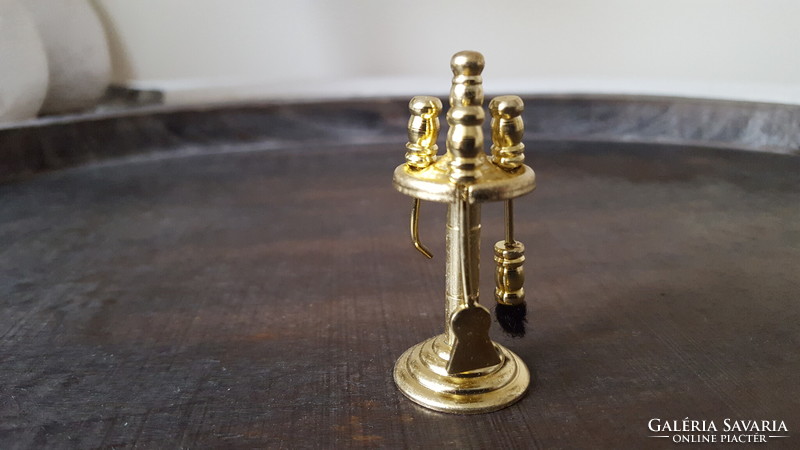 Brass miniature fireplace cleaning set