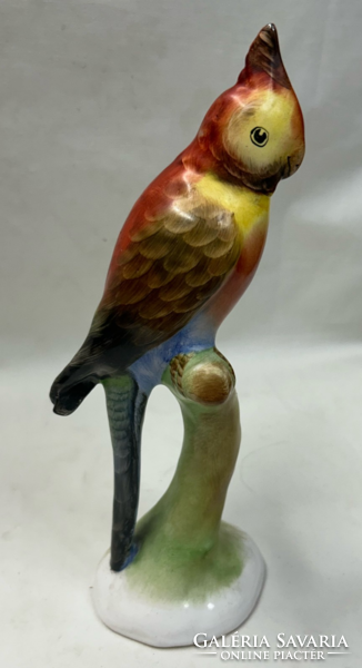 Bodrogkeresztúr large hand-painted ceramic parrot in perfect condition 25 cm.