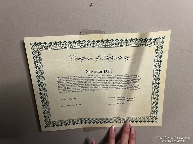 Salvador Dali nyomat certifikációval