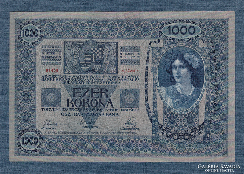 1000 Korona 1902 deutschösterreich stamped on the back in German rare ef- aunc