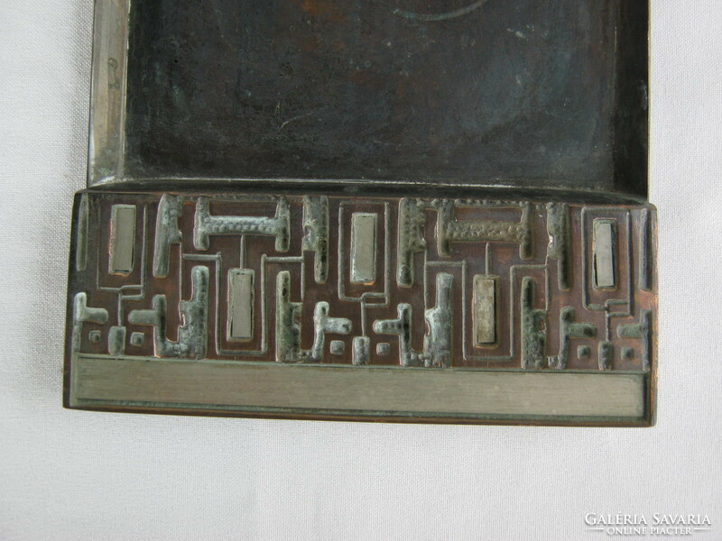 Retro ... Sándor Móga signed Hungarian applied arts copper or bronze tray 41 cm