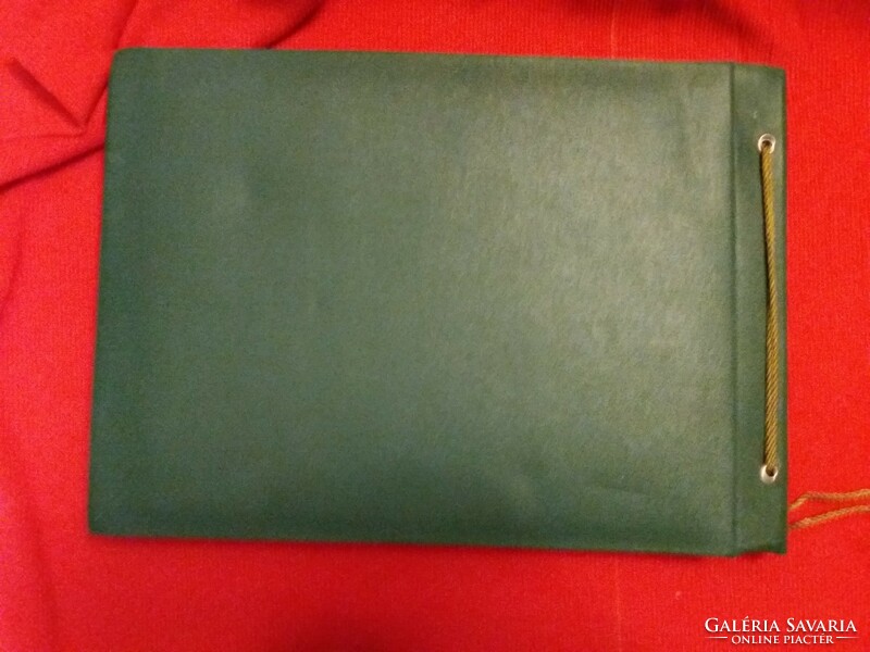 Antique leather gold cord green hunter embossed scene photo album size /3 according to the pictures