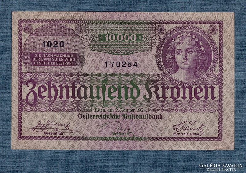 10000 Korona 1924 aUNC