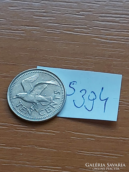 Barbados 10 cents 1992 bonaparte seagull, copper-nickel s394