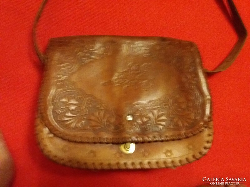 Antique leather trunk shape original Ziegler (Szeged) leather bag 30 x 26 cm according to the pictures