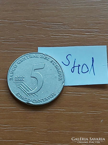 Ecuador 5 centavos 2000 stainless steel juan montalvo s401