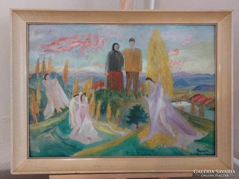 (K) painting by Károly Vajsada 76x55 cm with frame