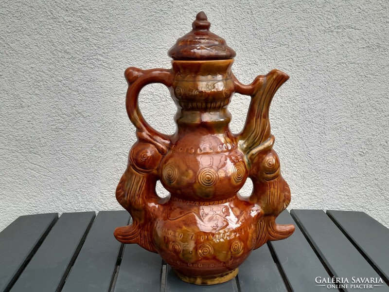 Huge Russian Soviet Glazed Ceramic Pourer