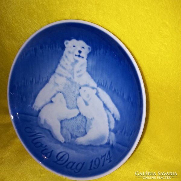 1974 "Anyák Napja ".Coppenhagen porcelán B & G, Dán,sorszámozott fali tányér, falidísz.