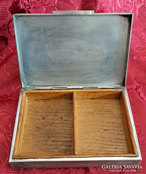Antik ezüstözött kártyatartó doboz (M4529)