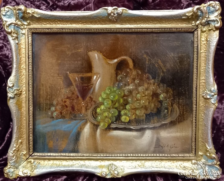 A treasure of over 100 years has arrived. Sajó s. Géza's beautiful still life in an updated original frame.