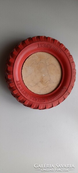 Marble ashtray with rubber rim, industrial antique (rubber industry research institute with inscription Budapest)