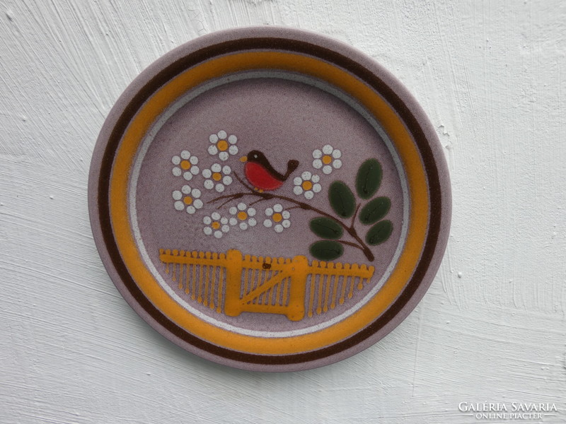 Kmk bird hand painted ceramic wall plate retro west germany plate retro plate 1980 marked.