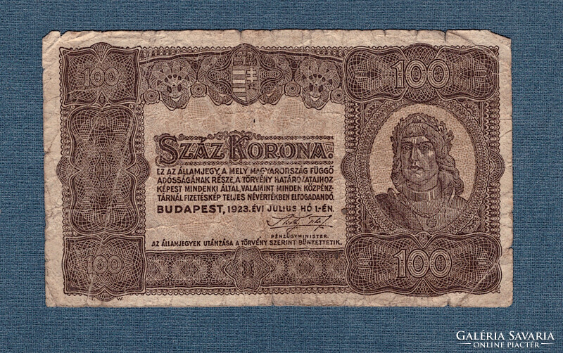 100 Korona 1923 printing place without marking
