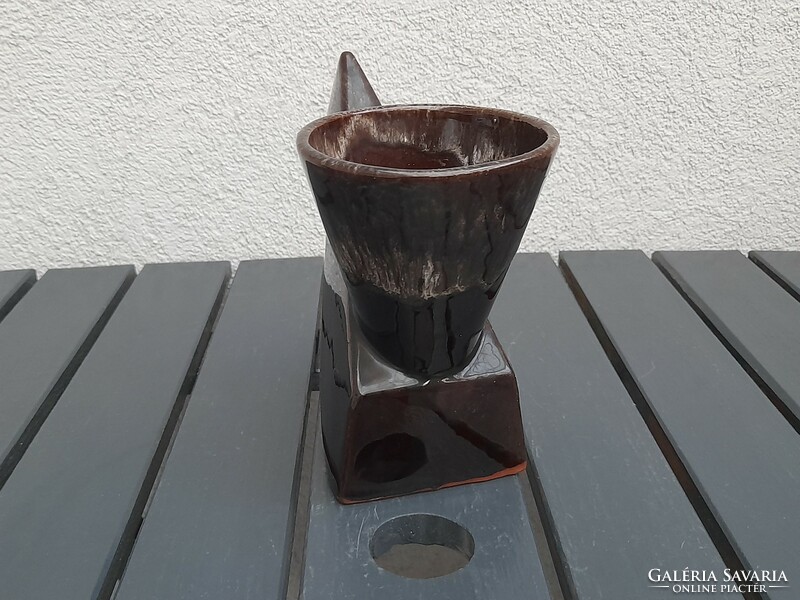Art-deco crow ceramic vase or bowl