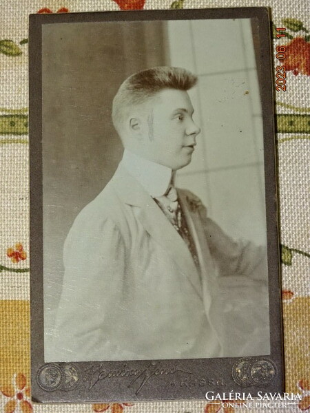 Antique hard back photo photo hard cash register young man portrait