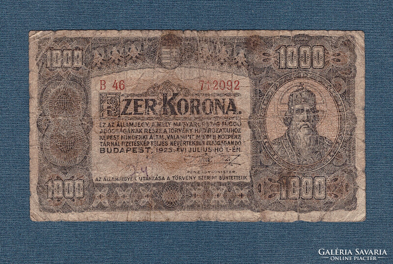 1000 Korona 1923 without printing place
