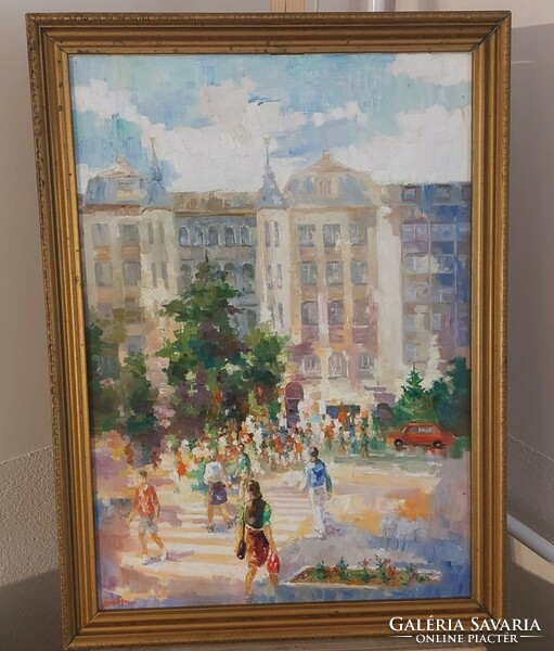 (K) Ördög Zoltán szignós festmény Debreceni Aranybika 56x78 cm kerettel