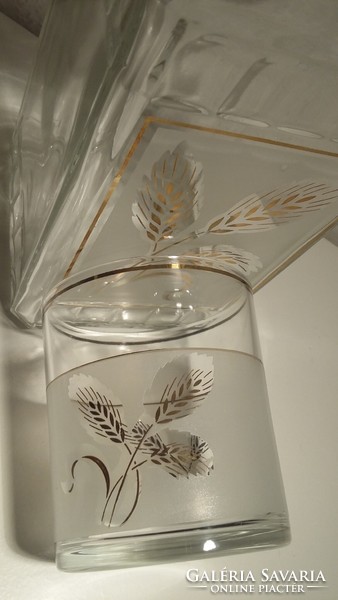 Whiskeys set, Italian, with gilded pattern, glass and 6 glasses