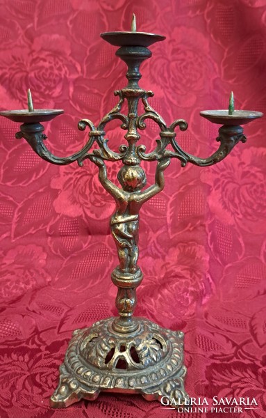 Copper candle holder, putto candle holder (m4540)