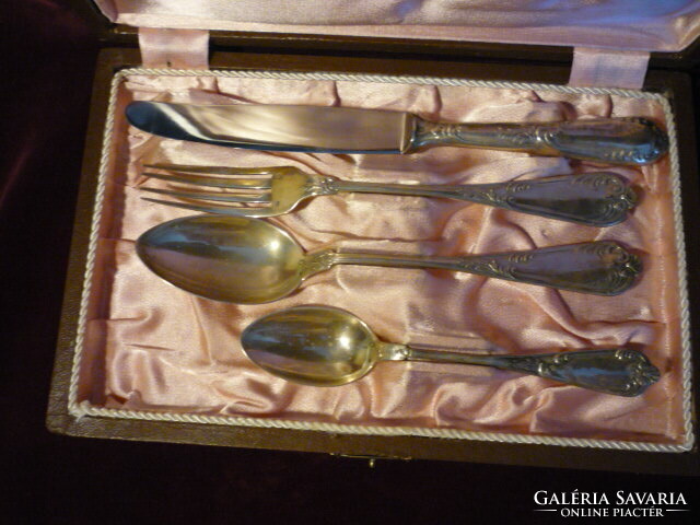 Silver baptism set with baroque pattern 2102 10