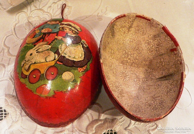 Old paper mache egg-shaped gift box