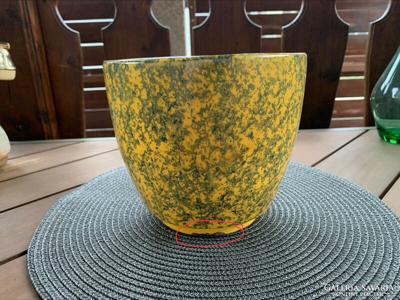 Retro ceramic yellow-green bowl