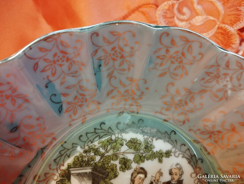 Antik japán romantikus jelenetes porcelán mély tál, tányér