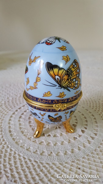 Beautiful butterfly, porcelain jewelry holder egg